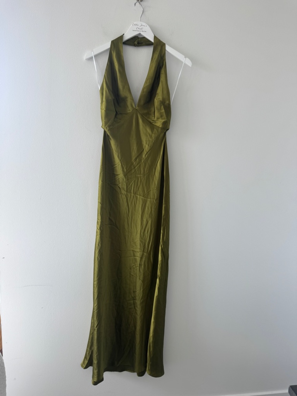 REFORMATION Daniela Silk Dress in Pear 0 - Picture 2 of 6